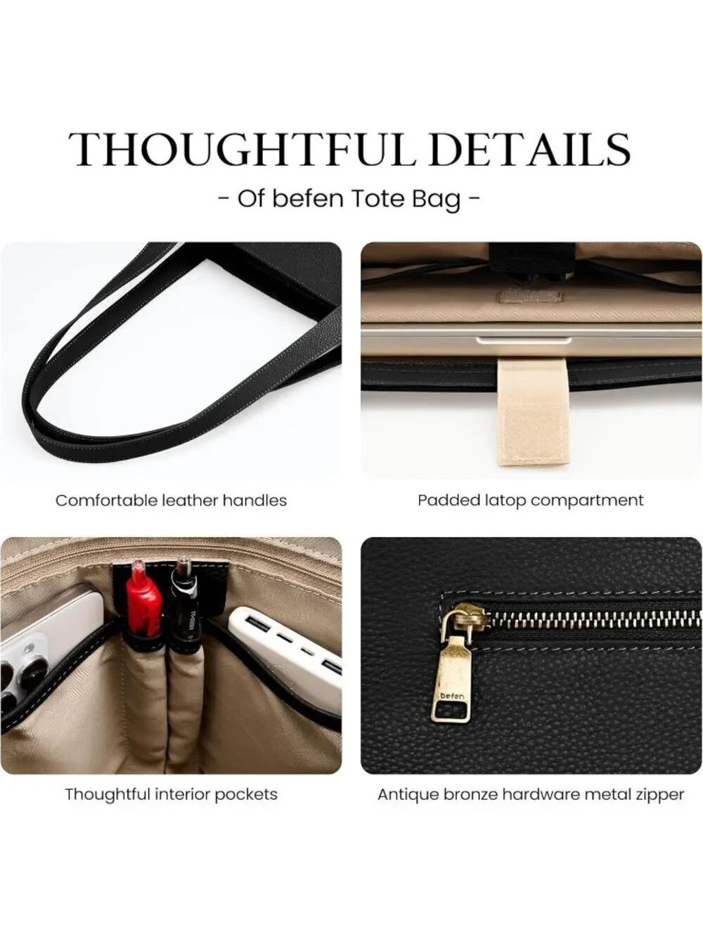 Women Z1-black  Leather Shoulder Satchel Laptop Compartment Bag